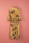 Ex Sample/Seconds Gold Floral Long Sleeve Recycled Silk Dress - Medium