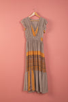 Ex Sample/Seconds Grey & Yellow Cap Sleeve Silk Dress - Small