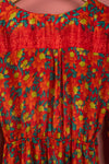 Ex Sample/Seconds Red Floral Long Sleeve Silk Dress - Extra Large