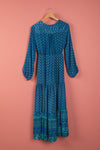 Ex Sample/Seconds Blue Long Sleeve Silk Dress - Large