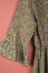 Ex Sample/Seconds Sage & Purple Mid Sleeve Silk Long Dress - Medium