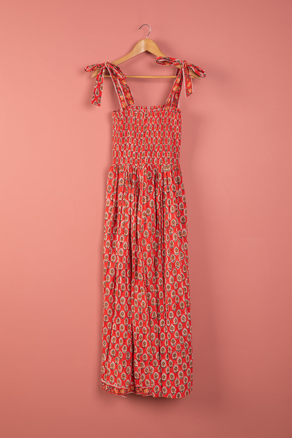 Ex Sample/Seconds Red Pinafore 100% Cotton Dress - Small