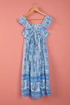 Ex Sample/Seconds Blue & White Cap Sleeve 100% Cotton Dress - Small