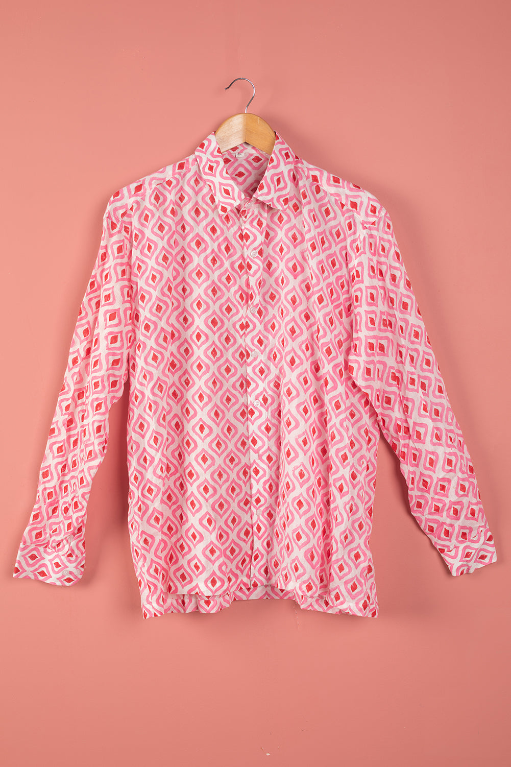 Ex Sample/Seconds Pink & White Long Sleeve Cotton Shirt - Extra Large