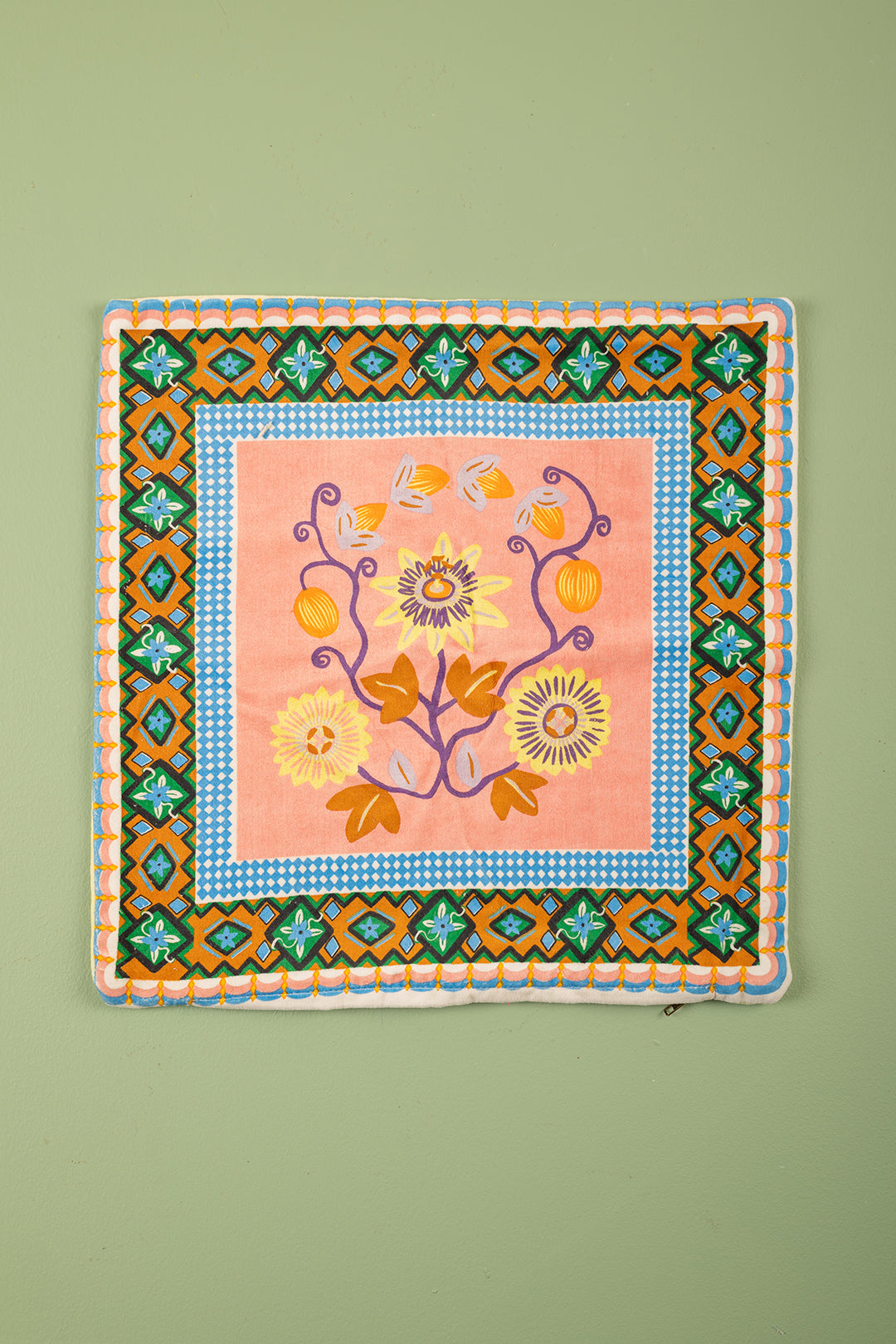 Ex Sample/Seconds Pink Passion Flower 100% Recycled Cotton Cushion Cover - 01