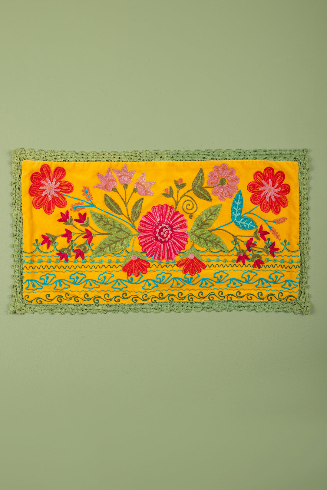Ex Sample/Seconds Yellow Floral Embroidered Cushion Cover