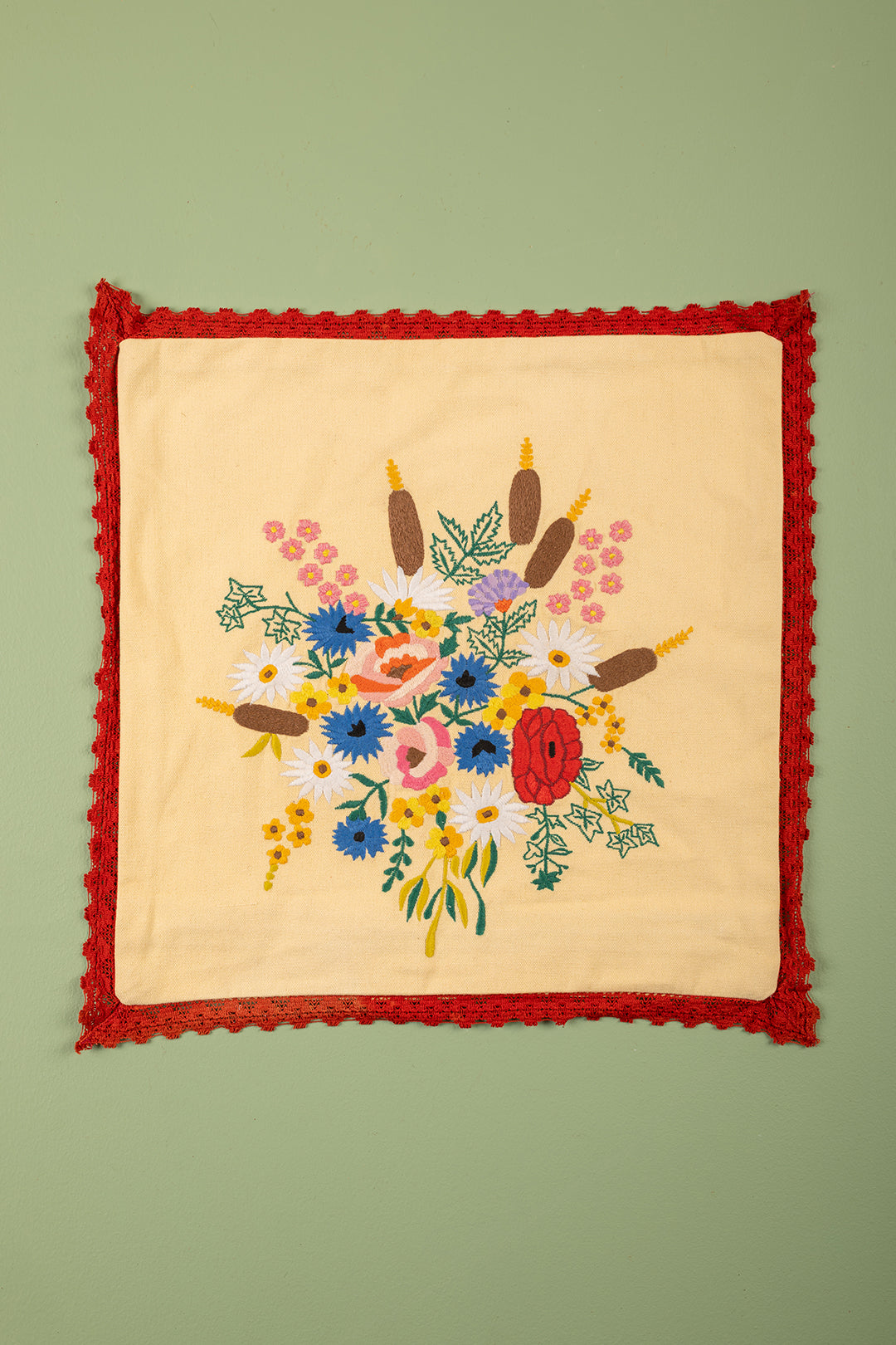 Ex Sample/Seconds Daisy Bouquet Embroidered Cushion Cover