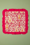 Ex Sample/Seconds Fuchsia Ikat & Bright Pink Frills Kantha Cushion Cover