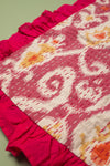 Ex Sample/Seconds Fuchsia Ikat & Bright Pink Frills Kantha Cushion Cover