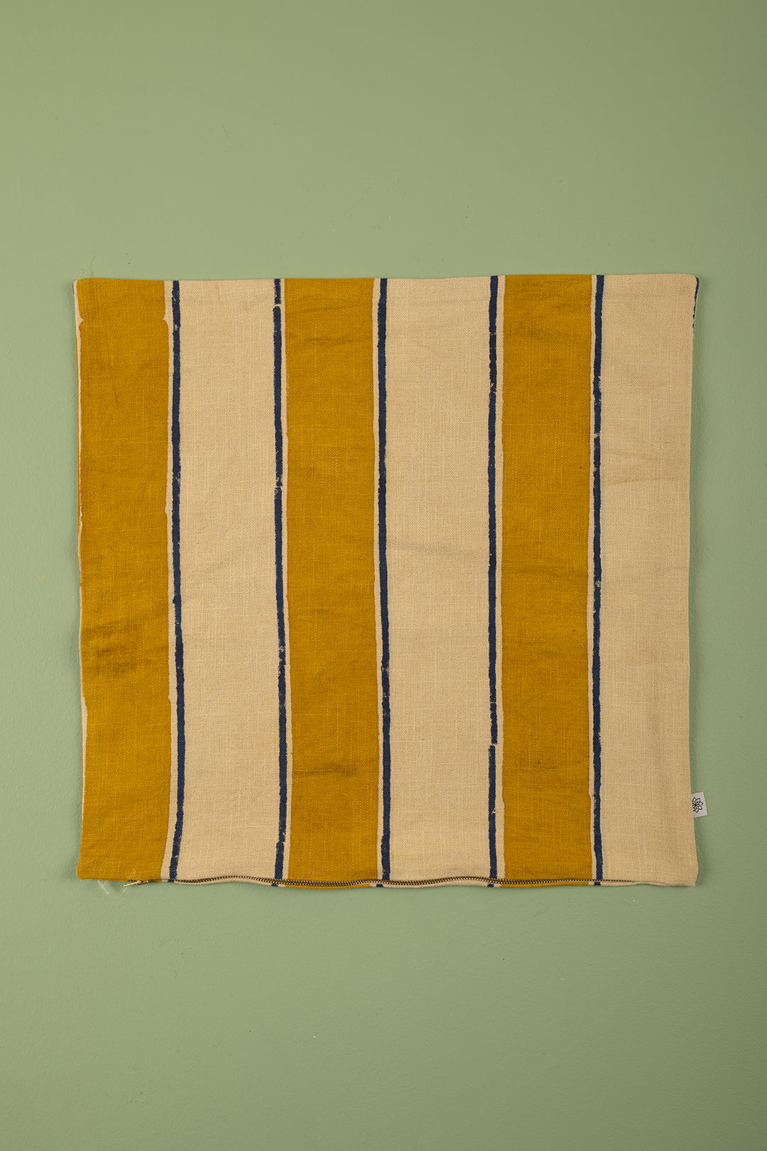 Ex Sample/Seconds Mustard Stripe Block Print Cushion Cover - 02