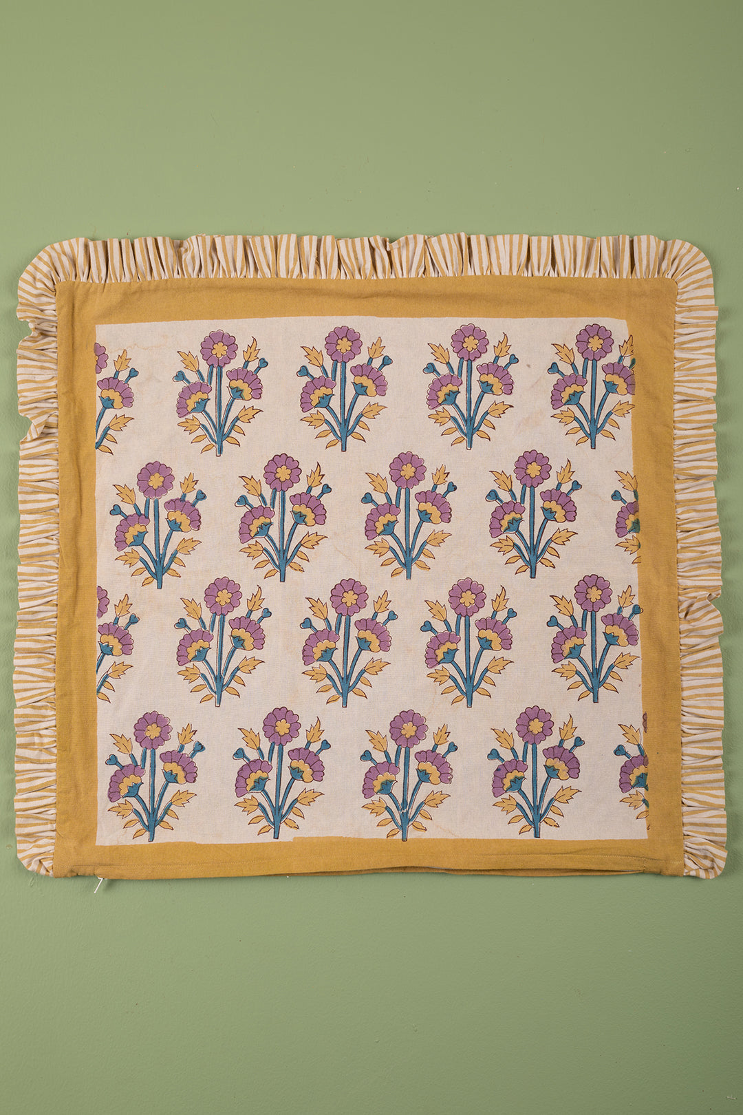 Ex Sample/Seconds Cornflower & Lilac Block Print Cushion Cover