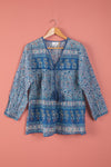 Ex Sample/Seconds Veronica Blue 100% Cotton Floral Top - Small