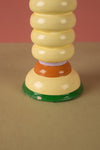 Ex Sample/Seconds Cream & Green Hand Painted Wooden Candle Holder