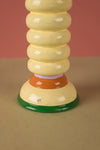 Ex Sample/Seconds Cream & Green Hand Painted Wooden Candle Holder