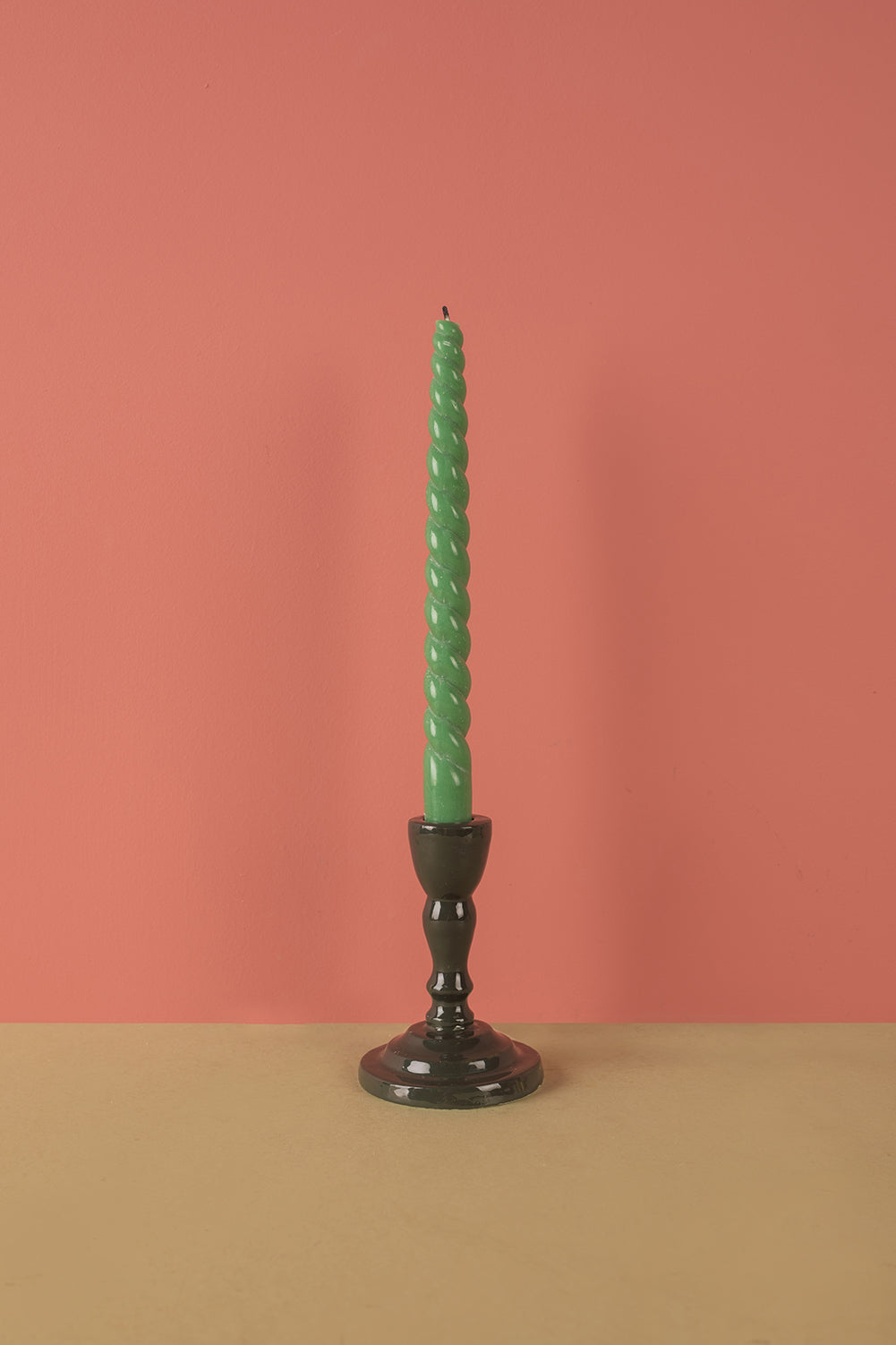 Ex Sample/Seconds Moulded Metal Ceramic Candleholder Racing Green