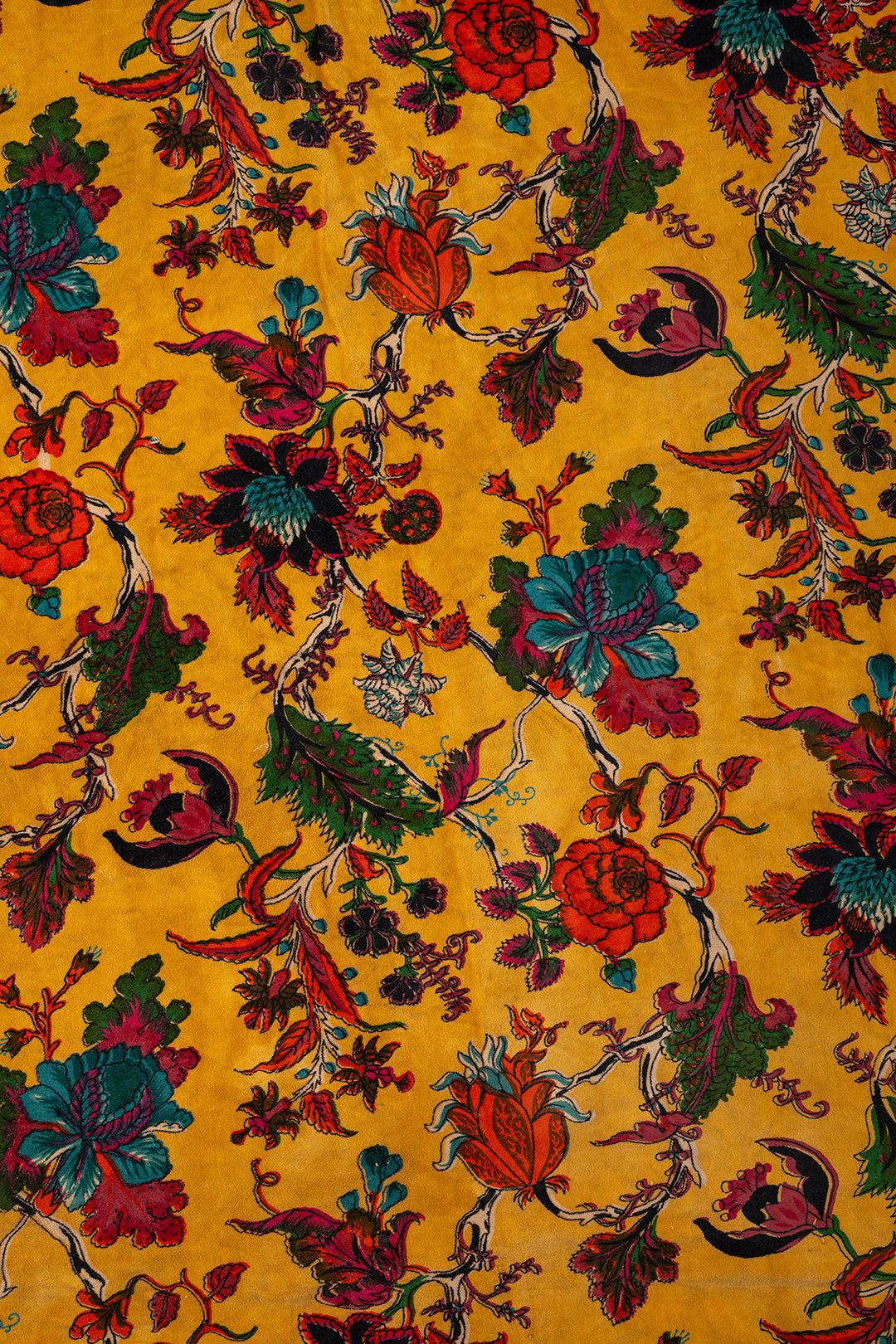 Ex Sample/Seconds Mustard Tree of Life Velvet Fabric by the Metre
