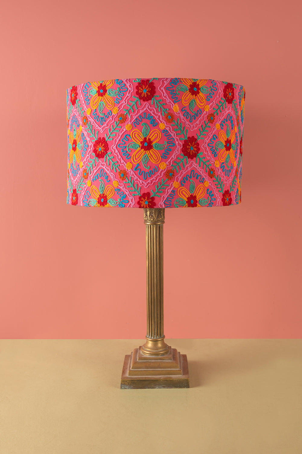 Ex Sample/Seconds Pink & Orange Embroidered Lampshade