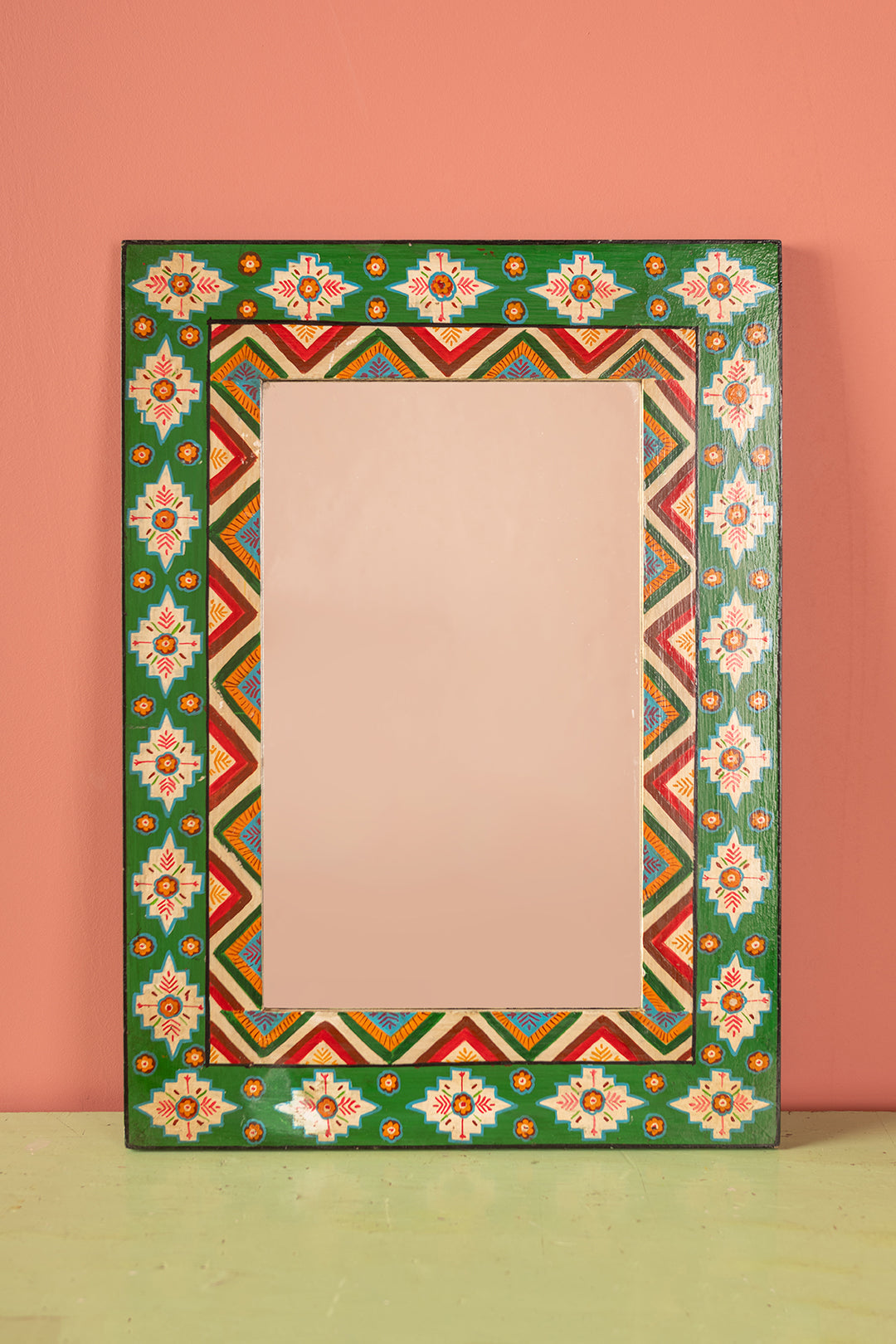 Ex Sample/Seconds Clover Fields Green & Orange Hand Painted Mirror