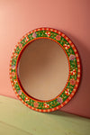 Ex Sample/Seconds Green Round Hand Painted Floral Mirror