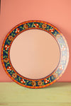 Ex Sample/Seconds Blue Round Hand Painted Floral Mirror