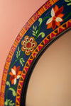 Ex Sample/Seconds Blue Round Hand Painted Floral Mirror