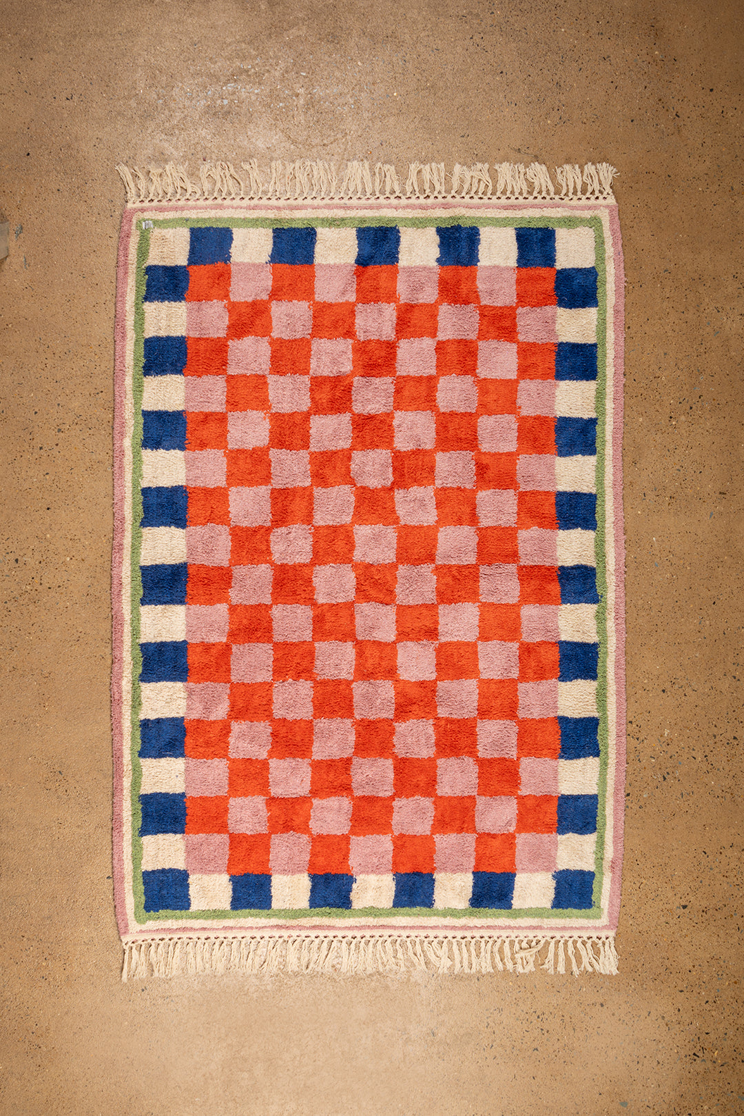 Ex Sample/Seconds Lizzie Pink & Red Chequered Recycled Cotton Large Rug - 01
