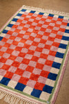 Ex Sample/Seconds Lizzie Pink & Red Chequered Recycled Cotton Large Rug - 01