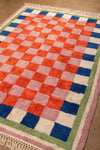Ex Sample/Seconds Lizzie Pink & Red Chequered Recycled Cotton Large Rug - 02
