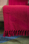 Red & Pink Recycled Cotton Striped Throw