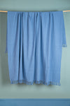 Pale Blue Recycled Cotton Block Colour Throw