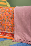 Pink Recycled Cotton Block Colour Throw