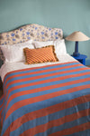 Pale Blue & Orange Midi Stripe Recycled Cotton Throw