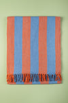 Pale Blue & Orange Midi Stripe Recycled Cotton Throw