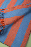 Pale Blue & Orange Midi Stripe Recycled Cotton Throw