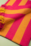 Yellow & Fuchsia Midi Stripe Recycled Cotton Throw