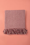 Plum & Dusty Rose 100% Recycled Cotton Striped Throw