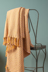 Pale Pink & Mustard 100% Recycled Cotton Striped Throw