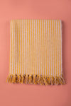 Pale Pink & Mustard 100% Recycled Cotton Striped Throw