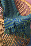 Green & Blue 100% Recycled Cotton Striped Throw