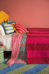 Red & Pink Recycled Cotton Wide Stripe Throw