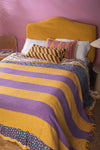 Lilac & Yellow Recycled Cotton Wide Stripe Throw