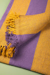 Lilac & Yellow Recycled Cotton Wide Stripe Throw