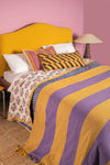 Lilac & Yellow Recycled Cotton Wide Stripe Throw