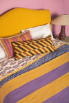 Lilac & Yellow Recycled Cotton Wide Stripe Throw