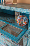 Vintage Blue & Pink Jali Storage Unit <p>W:121cm D:44cm H:133cm </p>