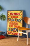 Barnes Funfairs Wooden 'Hire' Sign