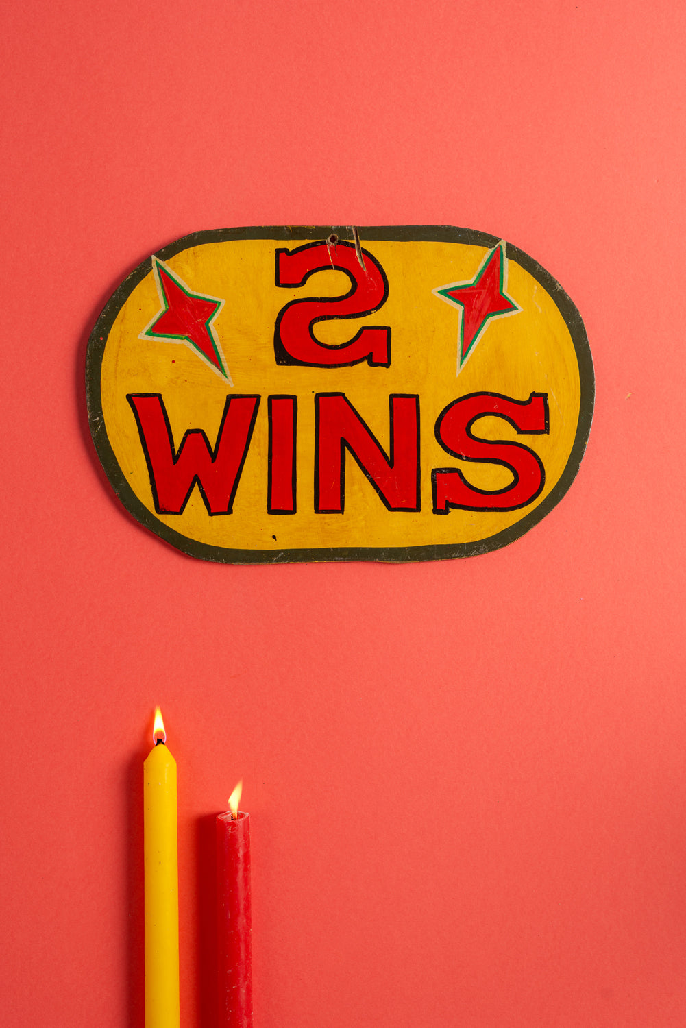 Oval 'Wins' Wooden Fairground Sign