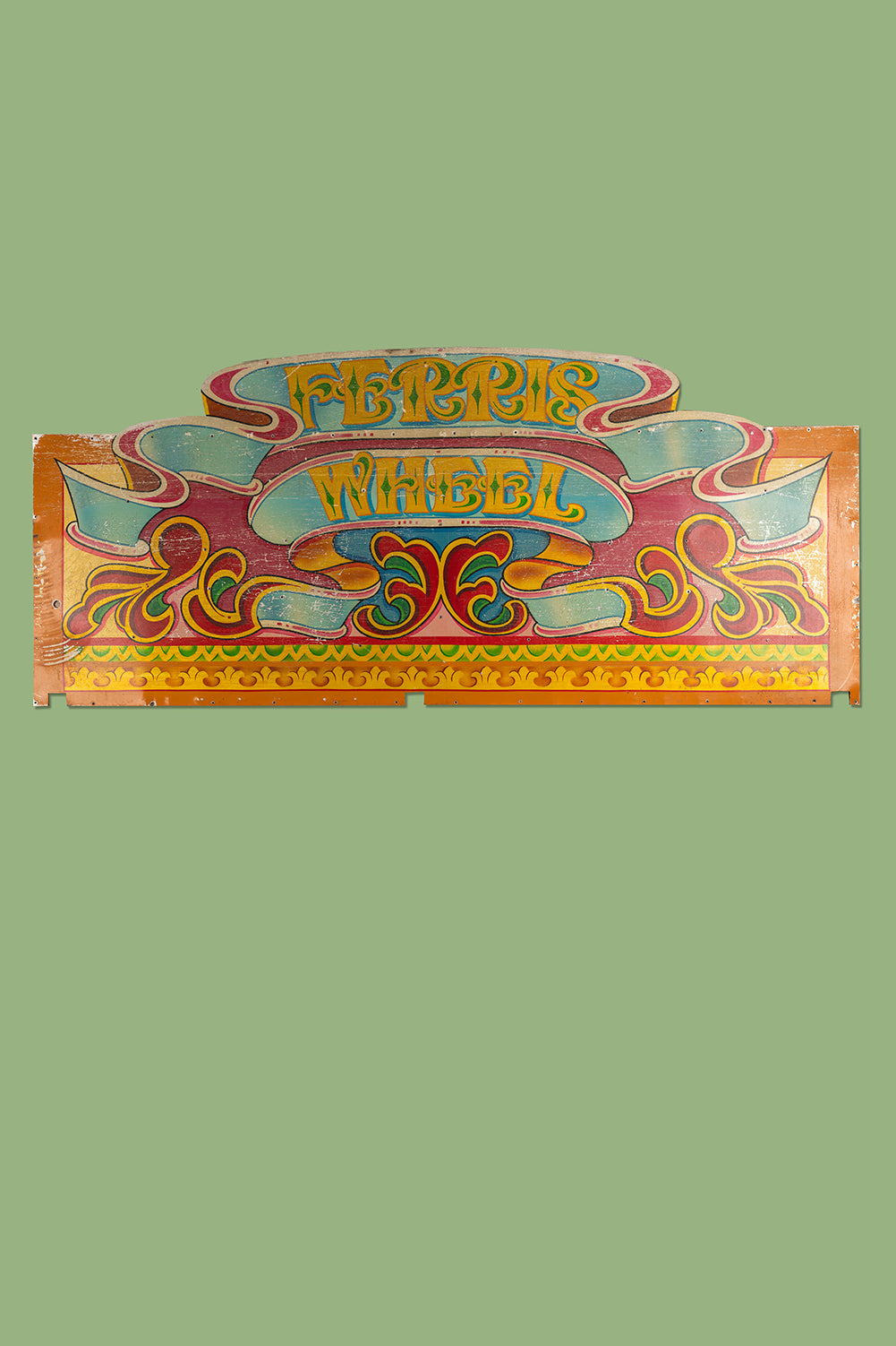 'Ferris Wheel' Metal Fairground Sign <p>W:274cm D:0.2cm H:119cm </p>