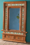Vintage Wooden Wall Mirror with Tiles