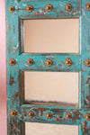 Bright Blue Vintage Panelled Mirror